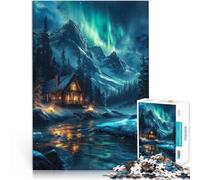 Rompecabezas para Adultos de 1000 Piezas Aurora Nocturna de Naturaleza nórdica para divertirse en Familia Obra de Arte 75x50cm
