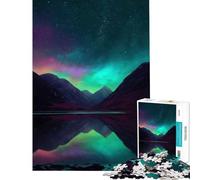 Rompecabezas para Adultos de 1000 Piezas Auroras boreales y montañas Juguetes antiestrés para Pasar el rato en casa diversión Familiar y Noches de Juegos (38x52cm)