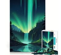 Rompecabezas para Adultos de 1000 Piezas Auroras,Cascada Brillante,Corte Impecable Divertido,ejercita la Mente,Ideal para el Tiempo Libre y como decoración navideña 38x26cm