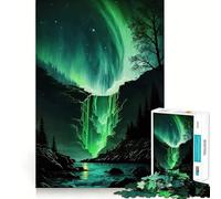 Rompecabezas para Adultos de 1000 Piezas Auroras,Cascada Brillante,Juego de Ajuste, Juego de Habilidad Mental,Juego Libre,Escena navideña (50x75cm)