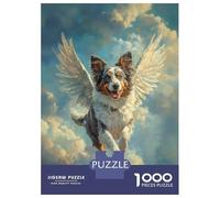 Rompecabezas para Adultos De 1000 Piezas Australian Shepherd Angel Pet Loss Tribute Dog with Wings Rompecabezas para Adultos Juego Familiar Análisis Y Desafío Educativo De Lógica 38x26cm/1000pcs