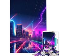 Rompecabezas para Adultos de 1000 Piezas Autopista a la Ciudad Neón Diversión en casa Decoración Juego Imposible para Mayores de 14 años 38x52cm