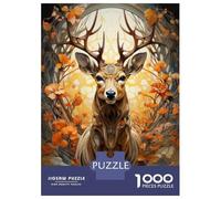 Rompecabezas para Adultos De 1000 Piezas Autumnal Deer Art Print Rompecabezas para Adolescentes Juguetes De Bricolaje Corte De Precisión Difícil Y Desafiante 52x38cm/1000pcs