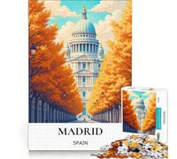 Rompecabezas para Adultos de 1000 Piezas: Avenida de otoño de Madrid, Juego Interactivo, Actividades Familiares, Lista de Deseos con Papá Noel 38x26cm
