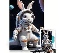 Rompecabezas para Adultos de 1000 Piezas Aventura de Astronauta y Conejito,Juego de ingenio y diversión para Relajarse y Disfrutar en cumpleaños (38x26cm)