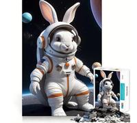 Rompecabezas para Adultos de 1000 Piezas Aventura de Conejito Astronauta,articulaciones afiladas,Juguete Que desafía la Mente,diversión Relajante,decoración navideña para el hogar (50x75cm)