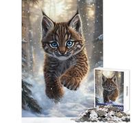 Rompecabezas para Adultos de 1000 Piezas Aventura del Cachorro de Lince nevado juegosres decoración del hogar Juguete decoración de Pared con Piezas de Formas aleatorias Que encajan Perfectamente
