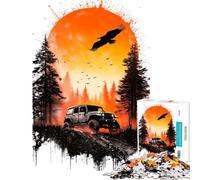 Rompecabezas para Adultos de 1000 Piezas Aventura en Jeep al Atardecer Un Reto para completar Juguete Divertido para Toda la Familia Decoración de Pared para Mayores de 14 años Juego de Rompecabezas