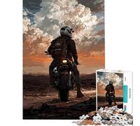 Rompecabezas para Adultos de 1000 Piezas Aventura en Motocicleta al Atardecer Juguetes educativos Juego de ingenio para Toda la Familia Regalos para Hombres y Mujeres (Tamaño 38x26cm)
