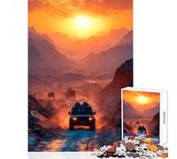 Rompecabezas para Adultos de 1000 Piezas: Aventura Todoterreno al Atardecer Juguetes antiestrés Regalos geniales y Juegos de ingenio con póster y Hoja de Trivia a Juego 38x52cm