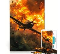 Rompecabezas para Adultos de 1000 Piezas Avión de Combate en Llamas,articulaciones Suaves,Divertido Juego de concentración Mental,Juego Casual,Regalo de cumpleaños (38x26cm)