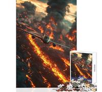 Rompecabezas para Adultos de 1000 Piezas avión sobre Flujo de Lava decoración del hogar Juguetes Gran Regalo Juego Familiar para Mejorar el Amor en Pareja tamaño 38x52cm