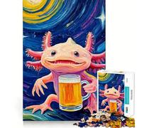 Rompecabezas para Adultos de 1000 Piezas Axoloti con Cerveza,diseño Limpio,decoración,desafío Mental,Juguete para Momentos de Ocio,Regalo de cumpleaños (50x75cm)