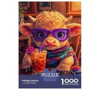 Rompecabezas para Adultos De 1000 Piezas Baby Highland Cow with Sunglasses Rompecabezas para Adultos Juguete Decoración De Pared Decoración del Hogar Regalos para Amigos Y Familiares 52x38cm/1000pcs