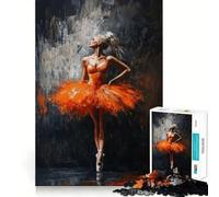 Rompecabezas para Adultos de 1000 Piezas Bailarina con tutú Naranja,Pintura,diseño Limpio,decoración,Juego para ejercitar la Mente,Juego Acogedor,Regalo de cumpleaños (38x52cm)