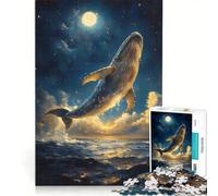 Rompecabezas para Adultos de 1000 Piezas Ballena en el Cielo Nocturno Juego Educativo para la diversión Familiar Toda la Familia 50x75cm