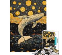 Rompecabezas para Adultos de 1000 Piezas Ballena Saltando hacia Las Estrellas Rompecabezas práctico para Adultos Que Mejora la Memoria cumpleaños y Navidad (tamaño 50x75cm)