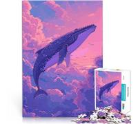 Rompecabezas para Adultos de 1000 Piezas Ballena Volando en el Cielo Retro Juegos Juguetes Regalo Regalo de Obra de Arte 52x38cm
