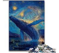 Rompecabezas para Adultos de 1000 Piezas: Ballenas en el Cielo Estrellado Ejercita tu Cerebro Juguetes adictivos para Cultivar la Paciencia Decoración 26x38cm