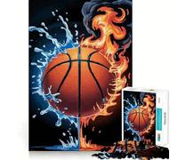 Rompecabezas para Adultos de 1000 Piezas Baloncesto,Fuego,Agua,Arte de Borde Premium,Rompecabezas de lógica,Juego,Tiempo Libre,Diversión,Decoración navideña (38x26cm)