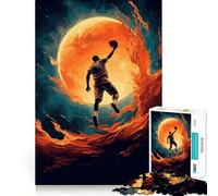 Rompecabezas para Adultos de 1000 Piezas Baloncesto,Lanzamiento,Sol,Limpio,Ajuste,Decoración,Pensamiento,Juego Divertido,Tiempo Acogedor,Juego,Regalo de Cumpleaños,Afición (38x52cm)