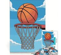 Rompecabezas para Adultos de 1000 Piezas: Baloncesto y aro contra un Cielo Azul Juegos relajantes, desafío difícil, fortalece el Amor Entre Parejas 38x52cm
