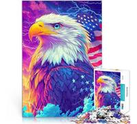 Rompecabezas para Adultos de 1000 Piezas Bandera del águila Americana Difícil Difícil Cada Pieza es única: un desafiante y Divertido Juego Familiar 38x26cm
