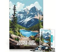 Rompecabezas para Adultos de 1000 Piezas,Banff y Jasper Trail,Canadá,póster,Juego de lógica de Ajuste preciso,Juego fácil,Arte de Pared navideño (38x52cm)