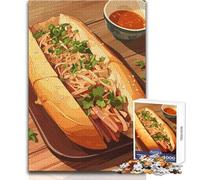 Rompecabezas para Adultos de 1000 Piezas: Banh Mi Sandwich con Salsa,un Juego de desafío único,Divertido y Divertido, cumpleaños tamaño 50x75cm