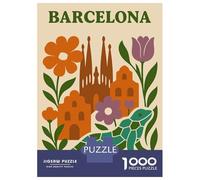 Rompecabezas para Adultos De 1000 Piezas Barcelona Cityscape with Lizard and Flowers Rompecabezas para Adultos Juego Práctico Decoración De Pared para Cumpleaños, Navidad 70x50cm/1000pcs
