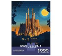 Rompecabezas para Adultos De 1000 Piezas Barcelona Spain Sagrada Familia Illustration Rompecabezas para Adultos Juegos Relajantes Mejora La Memoria Regalo De Cumpleaños, Regalos, 70x50cm/1000pcs