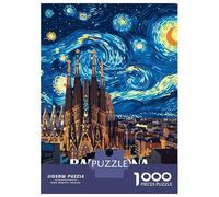 Rompecabezas Para Adultos De 1000 Piezas Barcelona Spain Sagrada Familia Night Art Rompecabezas Para Adultos Juego Práctico Análisis Y Lógica Gran Regalo Para Los Amantes De Los Juegos 52x38cm/1000pcs