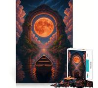 Rompecabezas para Adultos de 1000 Piezas Barco bajo un Arco Iluminado por la Luna Diversión con articulaciones Finas,Actividad Mental Inteligente,Juego Relajante,Regalo navideño Tranquilo 38x52cm