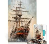 Rompecabezas para Adultos de 1000 Piezas Barco en la Niebla Diseño de Corte preciso Diversión,Actividad Mental Inteligente,Tiempo de Ocio,Regalo de cumpleaños o para Aficionados 38x26cm