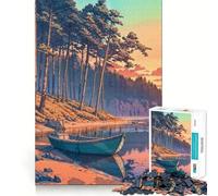 Rompecabezas para Adultos de 1000 Piezas Barco Junto al Lago Decoración Elegante y práctica,Ideal para ejercitar la Mente y divertirse en Familia exhibir en Navidad 38x52cm