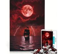 Rompecabezas para Adultos de 1000 Piezas: Barco Luna de Sangre, Juguetes para armar, Mejora la Memoria, Toda la Familia 38x52cm