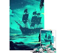Rompecabezas para Adultos de 1000 Piezas Barco Pirata Paisaje Rompecabezas antiestrés Juego de Velocidad Manual desafío Educativo (tamaño 50x75cm)