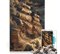 Rompecabezas para Adultos de 1000 Piezas Barco Pirata perdido en el mar Juguetes antiestrés análisis y lógica colección de Artistas Bellas Artes 38x52cm