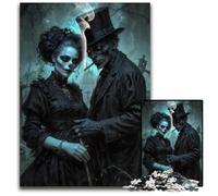 Rompecabezas para Adultos de 1000 Piezas: Barón Samedi y Maman Brigitte Pareja gótica en un Cementerio. Rompecabezas imposibles para Adultos. Juego de desafío Mental para Adolescentes y familias.