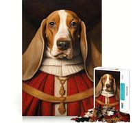 Rompecabezas para Adultos de 1000 Piezas Basset Hound El Papa Edge Play Smart Play Regalo Juego de Ocio navideño Arte (38x26cm)
