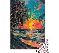 Rompecabezas para Adultos De 1000 Piezas Beach Sunset Palm Trees-2 Rompecabezas Práctico Juego Regalo De Cumpleaños Cumpleaños Y Navidad 52x38cm/1000pcs
