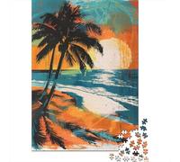Rompecabezas para Adultos De 1000 Piezas Beach Sunset Palm Trees Rompecabezas para Adultos Juegos Divertidos Pero Divertidos Y Humorísticos Cumpleaños 52x38cm/1000pcs