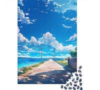 Rompecabezas para Adultos De 1000 Piezas Beachside Road with Cloudy Sky Rompecabezas para Adolescentes Juguetes Antiestrés Mejora La Memoria Gran Regalo para Jugar 52x38cm/1000pcs