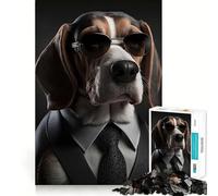 Rompecabezas para Adultos de 1000 Piezas,Beagle Mafia Boss,Arte de Borde Premium,Rompecabezas de lógica,Juego para el Tiempo Libre,Divertido,Decoración navideña (38x52cm)