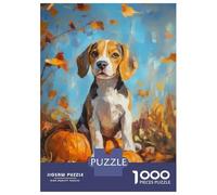 Rompecabezas para Adultos De 1000 Piezas Beagle Puppy with Pumpkins Painting Fall Dog Portrait Rompecabezas para Adultos Juguete Decoración De Pared Carrera De Velocidad Manual 3
