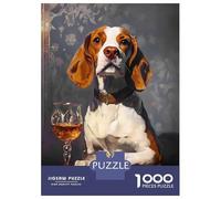 Rompecabezas para Adultos De 1000 Piezas Beagle with Wine Glass Rompecabezas para Adultos Juguetes Antiestrés Mejora La Memoria Oferta como Regalo para Toda La Familia 70x50cm/1000pcs