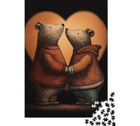 Rompecabezas para Adultos De 1000 Piezas Bear Couple Holding Hands Rompecabezas para Adultos Juego Familiar para La Diversión Familiar Regalo De Cumpleaños, Regalos, 38x26cm/1000pcs