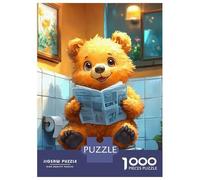 Rompecabezas Para Adultos De 1000 Piezas Bear Reading Newspaper on Toilet Poster, Picture, Metal Print, Paint by Melvina Poole Rompecabezas Para Adultos Juegos Relajantes Pero Divertidos Y Humorístico