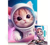 Rompecabezas para Adultos de 1000 Piezas Bebé Astronauta,Gatito Rojo,articulaciones afiladas,Juguete para desarrollar la Mente,desafío Mental,diversión Relajante,decoración navideña para el hogar