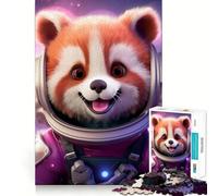 Rompecabezas para Adultos de 1000 Piezas Bebé Astronauta y Panda Rojo,Arte de Corte Exacto,Actividad Cerebral,Juego Divertido para Relajarse,decoración navideña para el hogar (50x75cm)